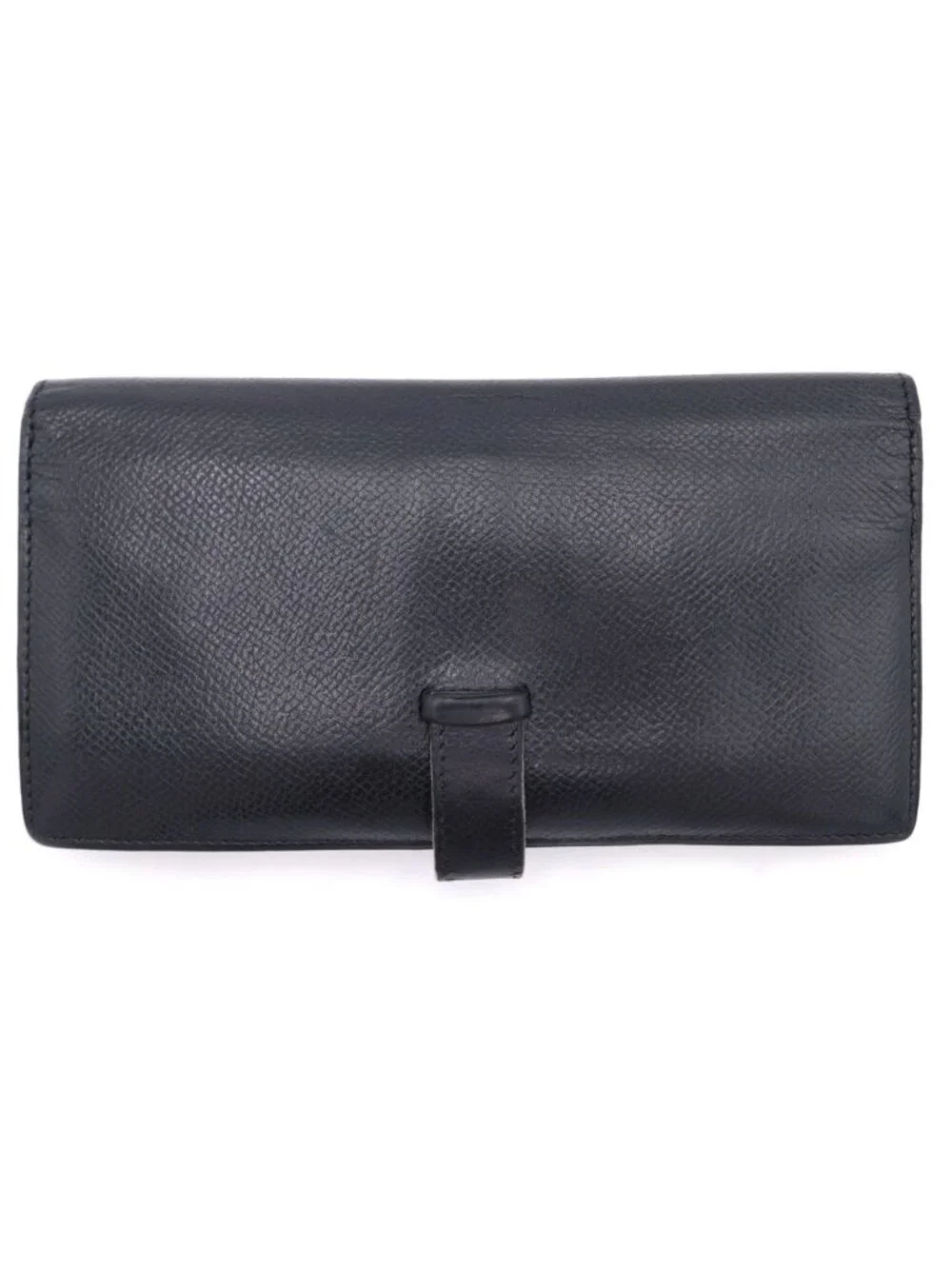 Hermes Bearn Classic Wallet Card Case Black Veau Epsom Silver